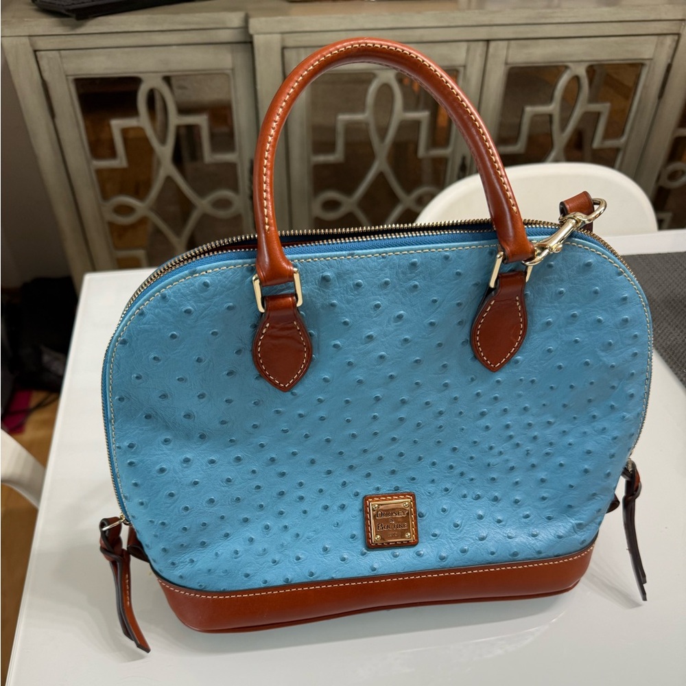 Dooney & Bourke Blue and Brown Shoulder Bag with Elegant Design